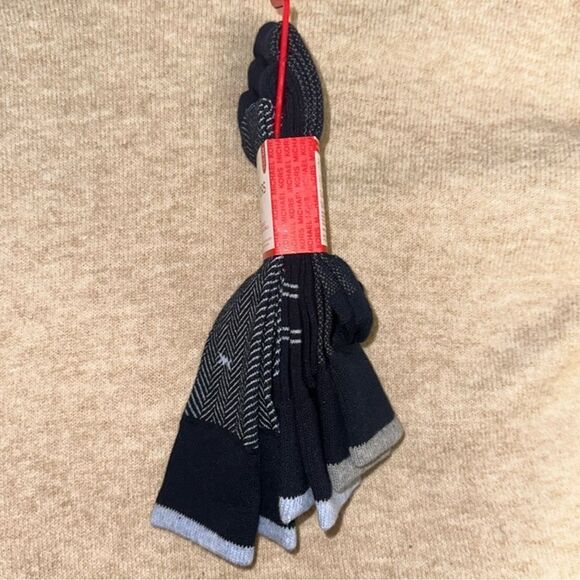 MK Men’s 3 pack Sky Midnight Blue Chevron Stripe Cotton Blend Dress Crew Socks - Picture 10 of 10